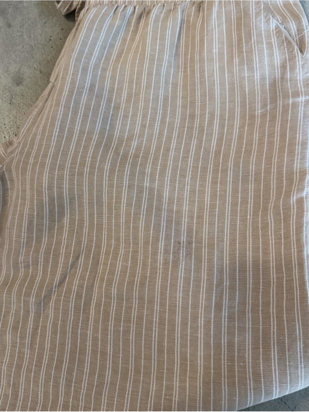 Zac & Rachel Linen Blend Striped Wide Leg Pants Beige Size L - Picture 6 of 6